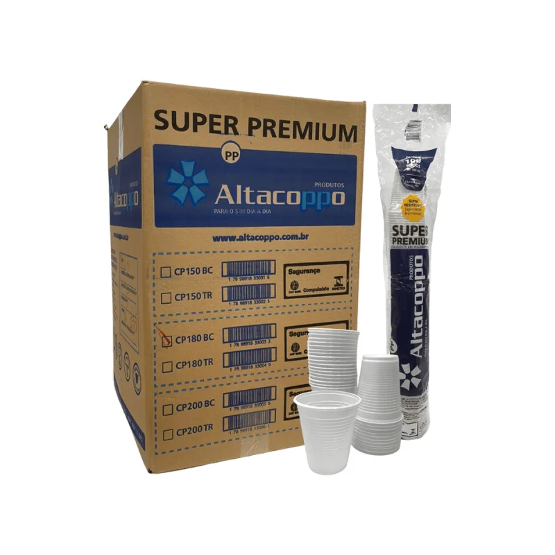 COPO 180 ML BRANCO PP ABNT 2500 UN ALTACOPPO