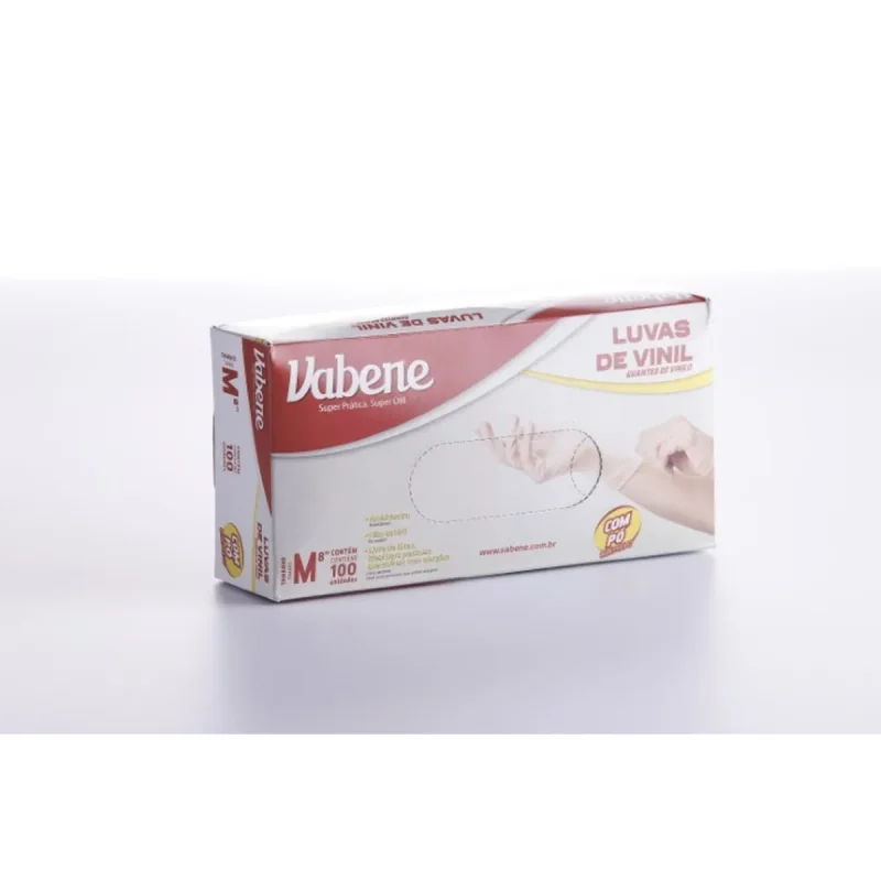LUVA VINIL COM AMIDO M 100 UN VABENE