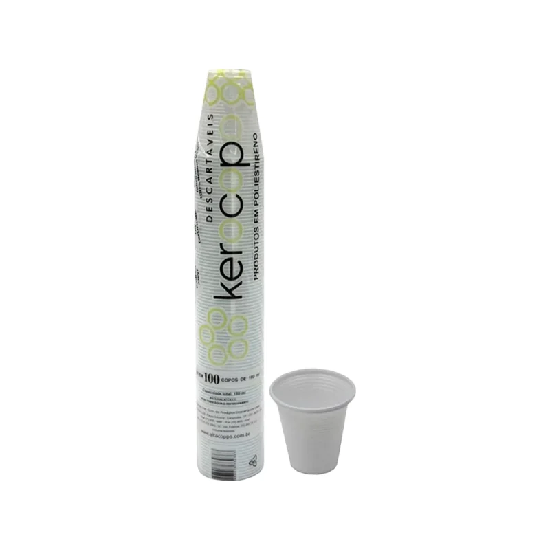 COPO 180 ML BRANCO PS ABNT 100 UN KEROCOPO.