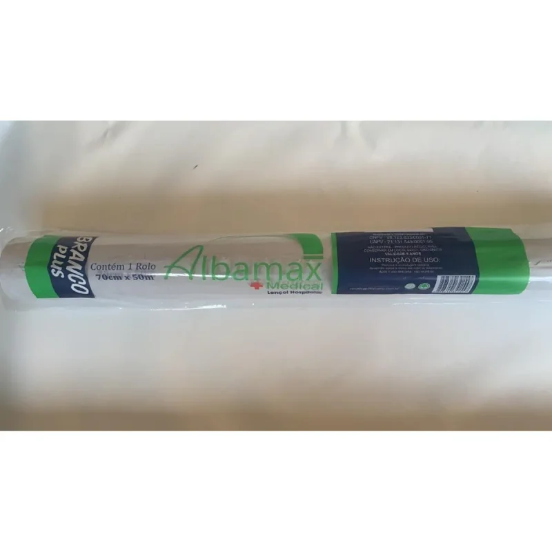 LENCOL HOSPITALAR BRANCO 50 M X 70 CM 10 UN ALBAMAX