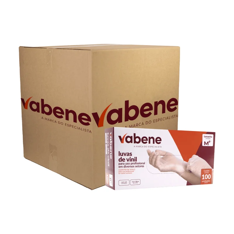 LUVA VINIL SEM AMIDO M 10 CX X 100 UN VABENE