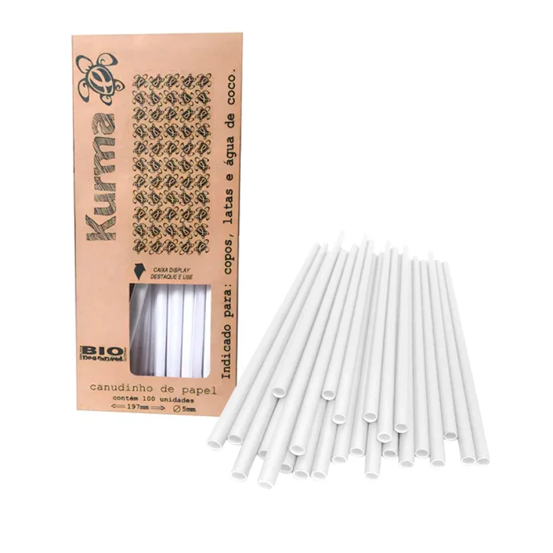CANUDO PAPEL BRANCO BIODEG. 240 MM X 5 MM SACHE 100 UN KURMA