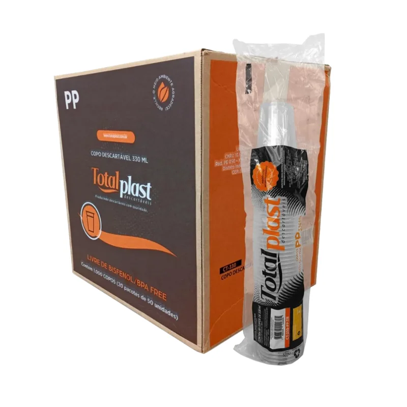 COPO 550 ML TRANSP. LISO PP ABNT 1000 UN TOTALPLAST