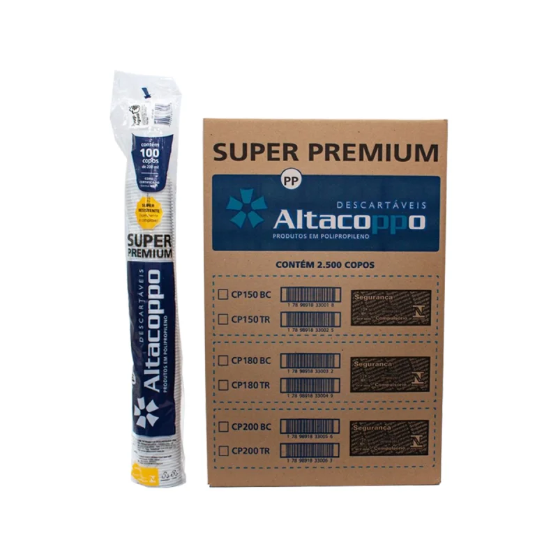 COPO 200 ML BRANCO PP ABNT 2500 UN ALTACOPPO