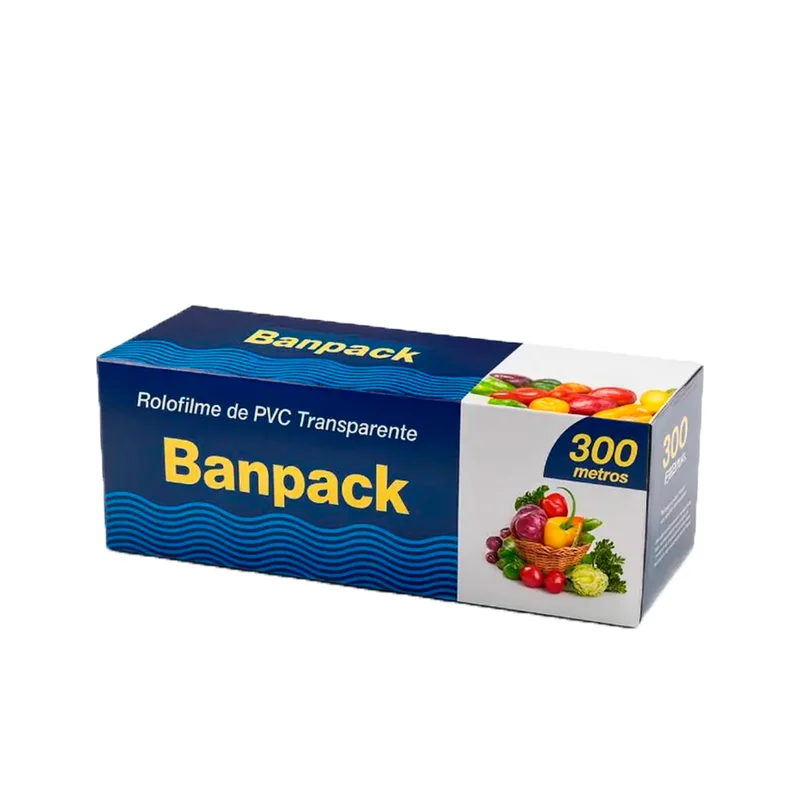 FILME PVC 28 CM X 300 M CAIXA COM SISTEMA DE CORTE BANPACK