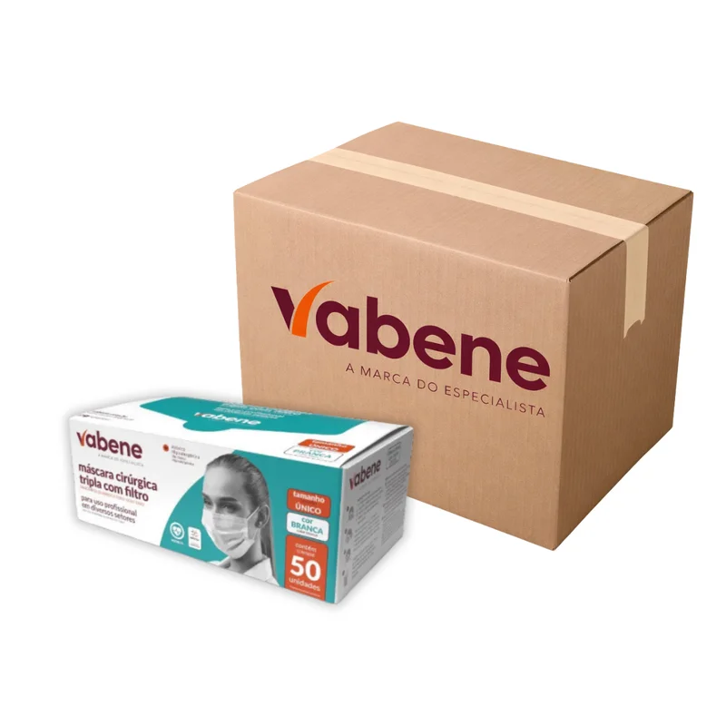 MASCARA CIRURGICA TRIPLA COM ELASTICO 40 CX X 50 UN VABENE