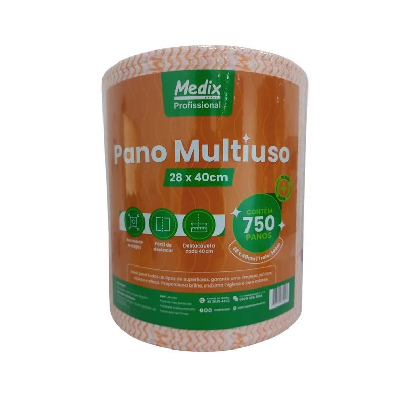 PANO ROLO 240 M X 28 CM LARANJA MEDIX