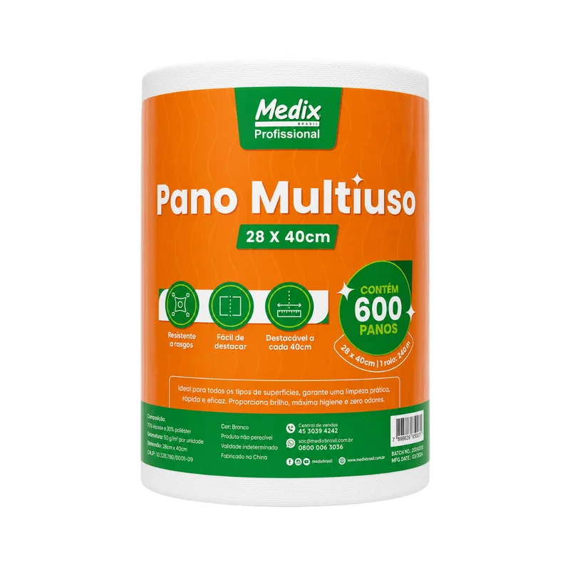 PANO ROLO 300 M X 28 CM BRANCO MEDIX