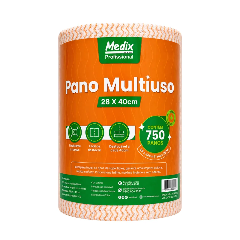 PANO ROLO 300 M X 28 CM LARANJA MEDIX