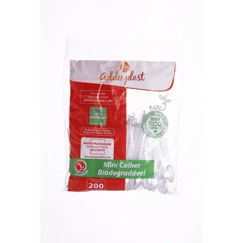 COLHER MINI PARA CAFE BIODEG CRISTAL 200 UN GOLDENPLAST