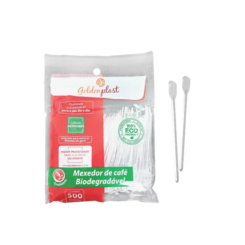 PALHETA PARA CAFE BIODEG 500 UN CRISTAL GOLDENPLAST