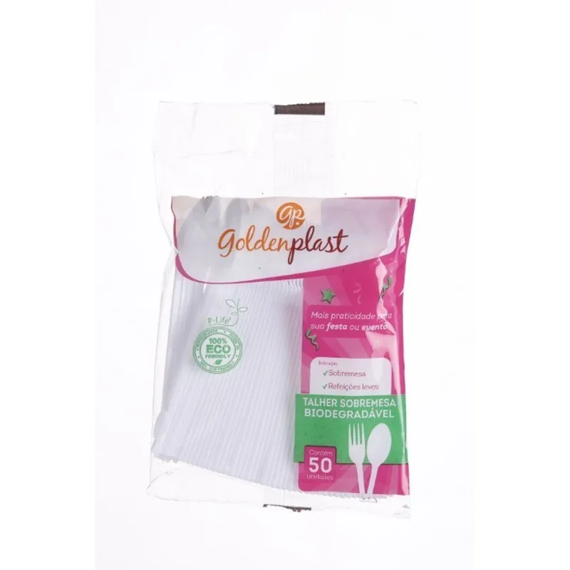 COLHER SOBREMESA BIO BRANCA 01 PCT X 50 UN GOLDENPLAST