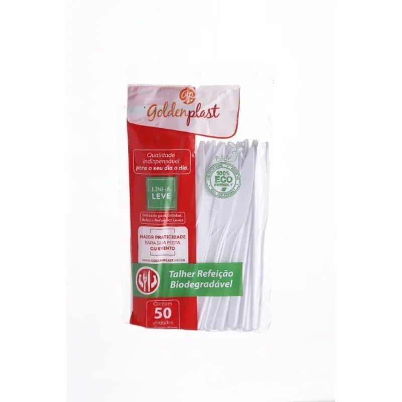 FACA REFEICAO BIODEGRADAVEL 50 UN BRANCA GOLDENPLAST