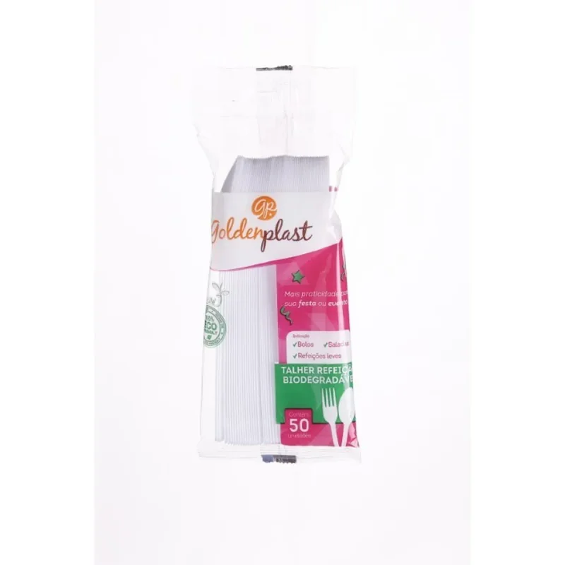 COLHER REFEICAO BIODEGRADAVEL BRANCO 50 UN GOLDENPLAST