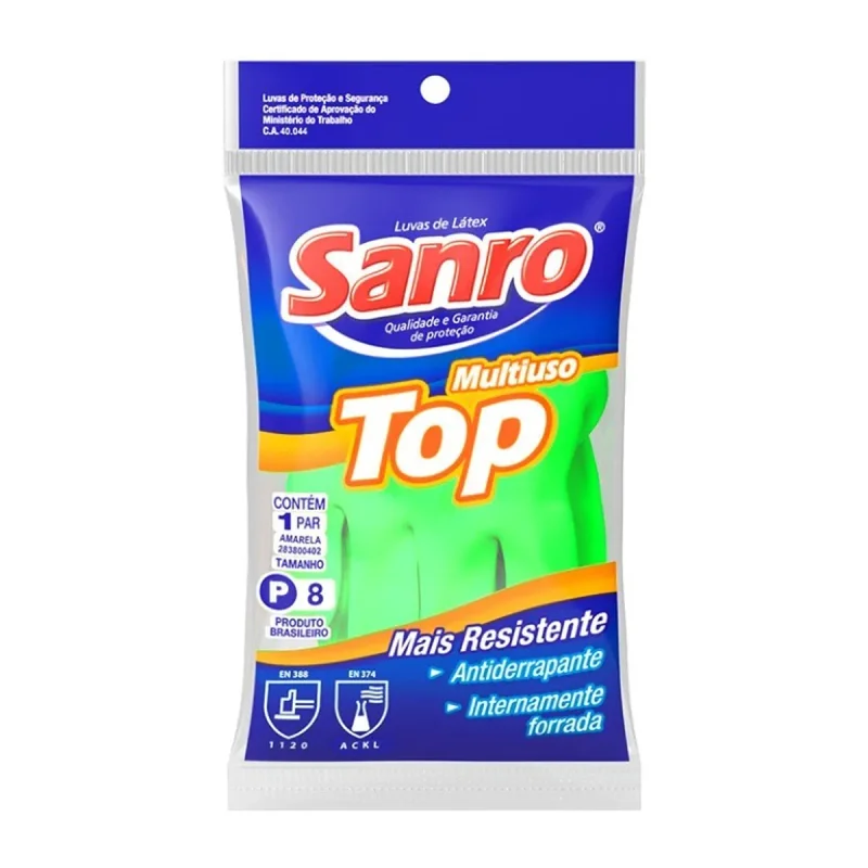 LUVA TOP P VERDE LATEX CA 40.045 SANRO