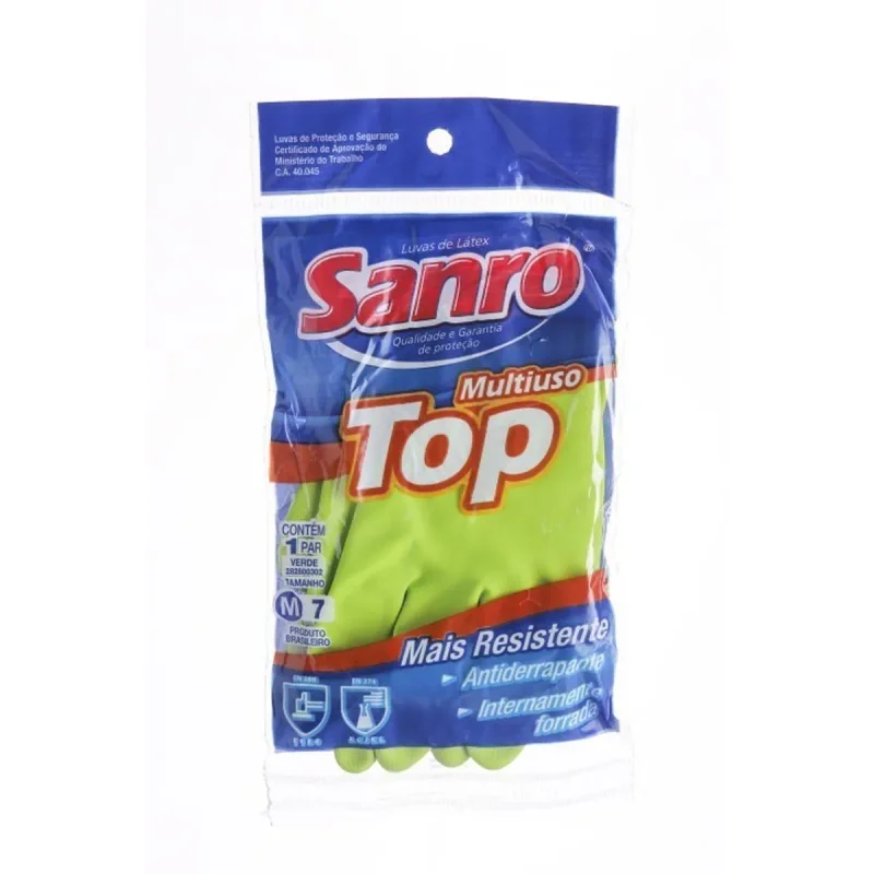 LUVA TOP M VERDE LATEX CA 40.045 SANRO