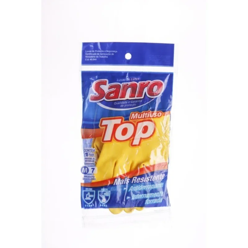LUVA TOP M AMARELA LATEX CA 40.044 SANRO