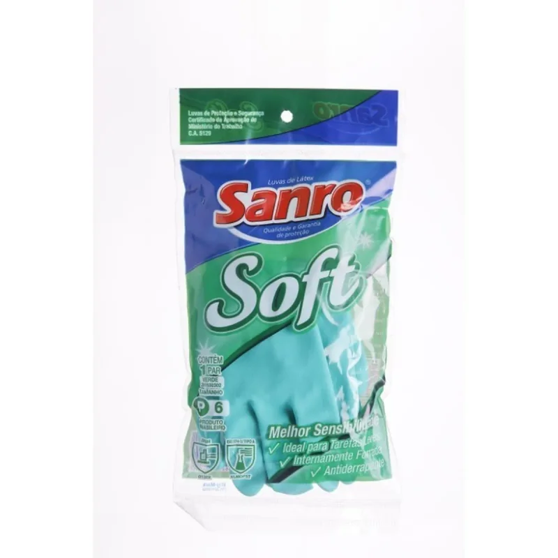 LUVA SOFT P VERDE LATEX SANRO