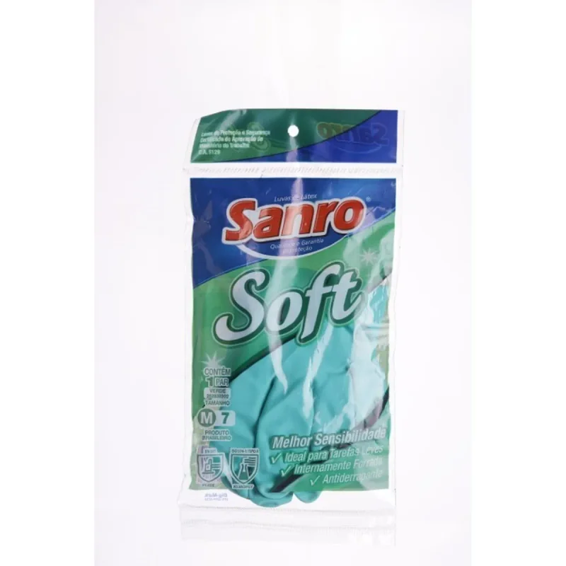 LUVA SOFT M VERDE LATEX CA 5129 SANRO