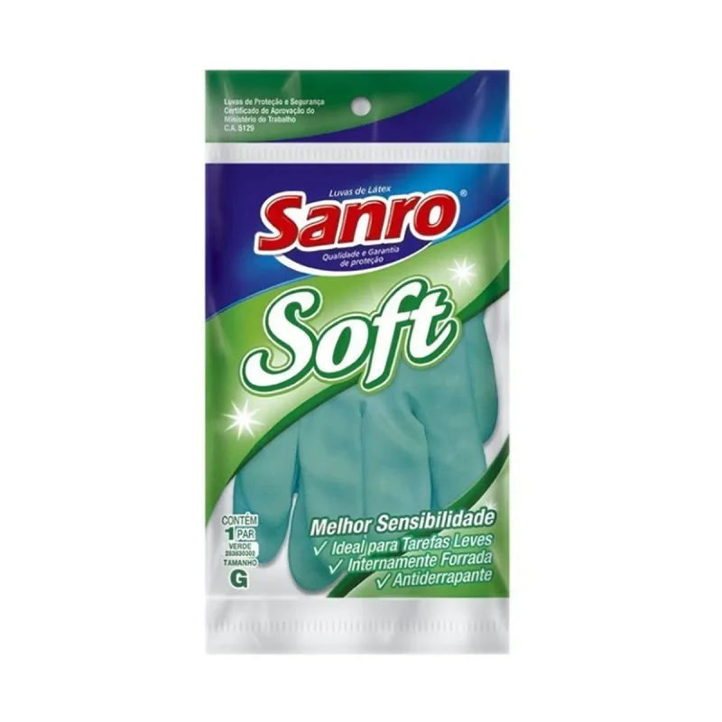 LUVA SOFT G VERDE LATEX SANRO