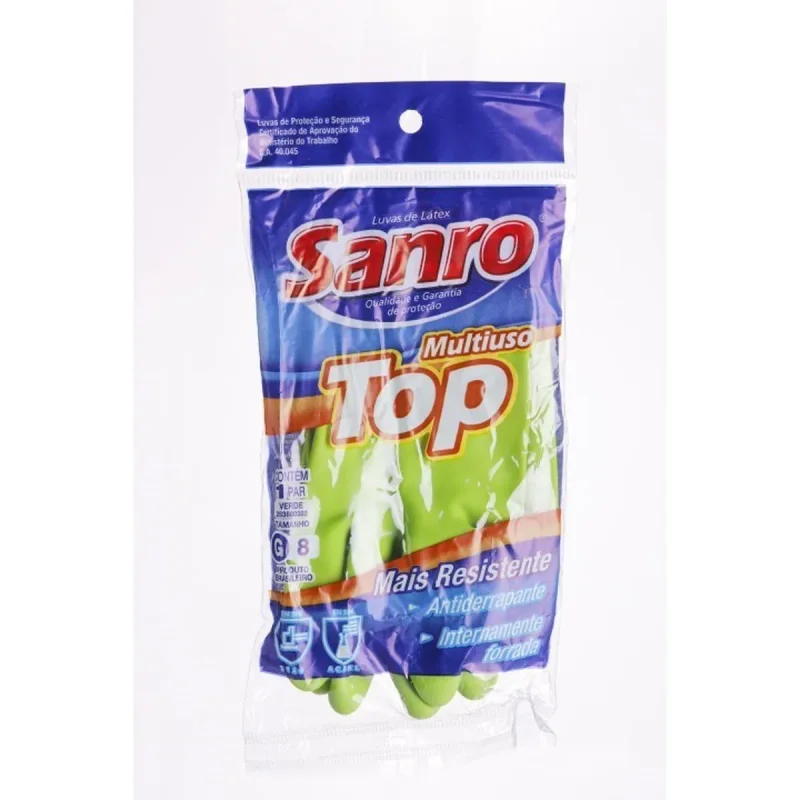 LUVA TOP G VERDE LATEX CA 40.045 SANRO
