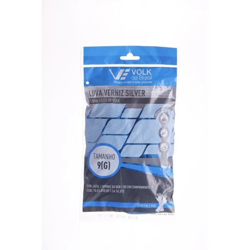 LUVA SILVER G AZUL LATEX CA 16312 VOLK