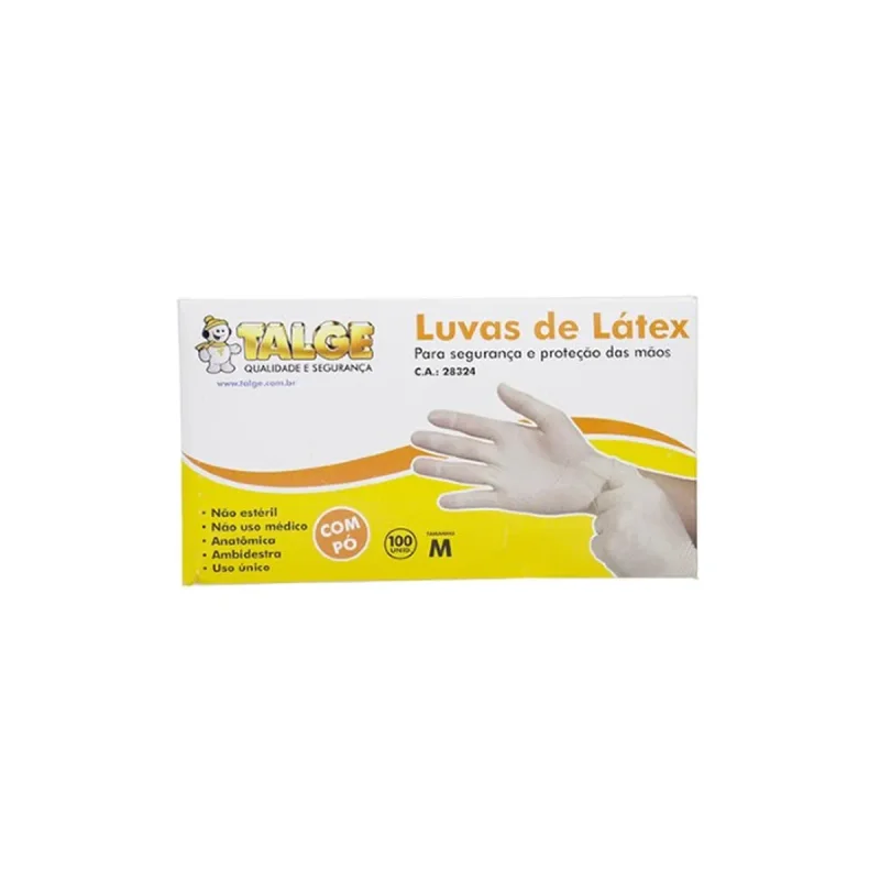 LUVA DE LATEX COM AMIDO G 100 UN TALGE.