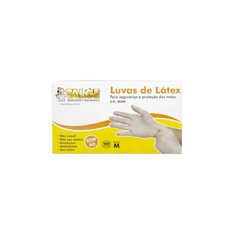LUVA DE LATEX COM AMIDO M 100 UN TALGE.