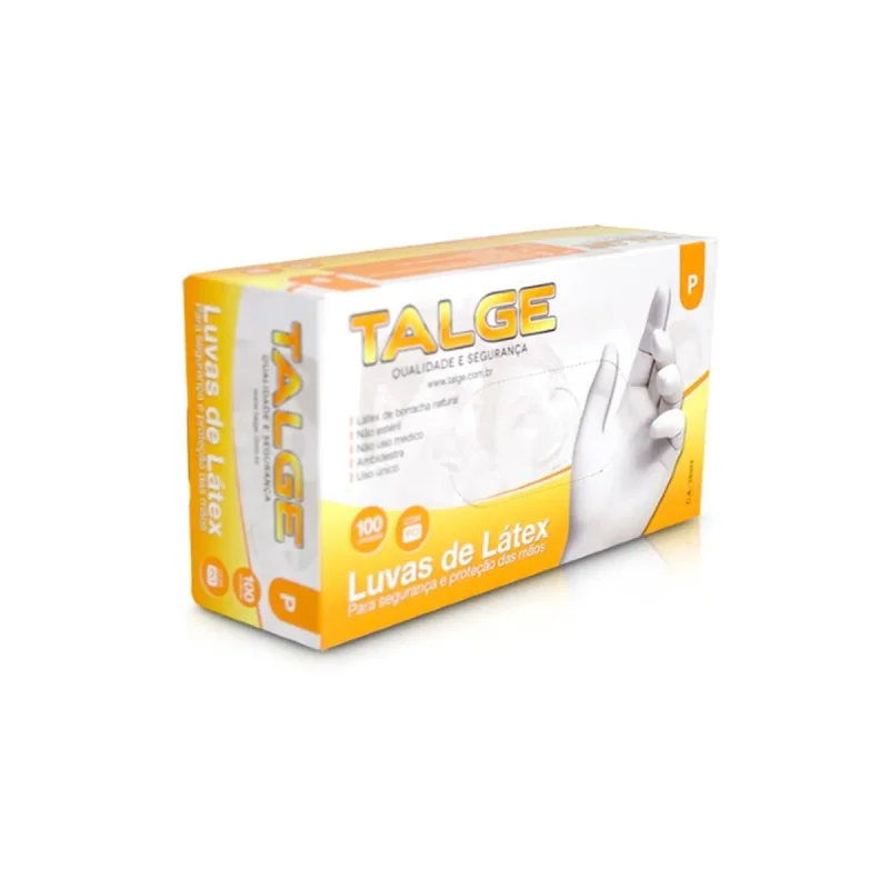 LUVA DE LATEX COM AMIDO P 100 UN TALGE.