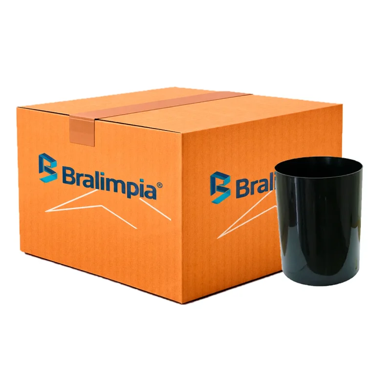 CESTO PLASTICO PRETO ESCRITORIO SEM TAMPA 12 UN