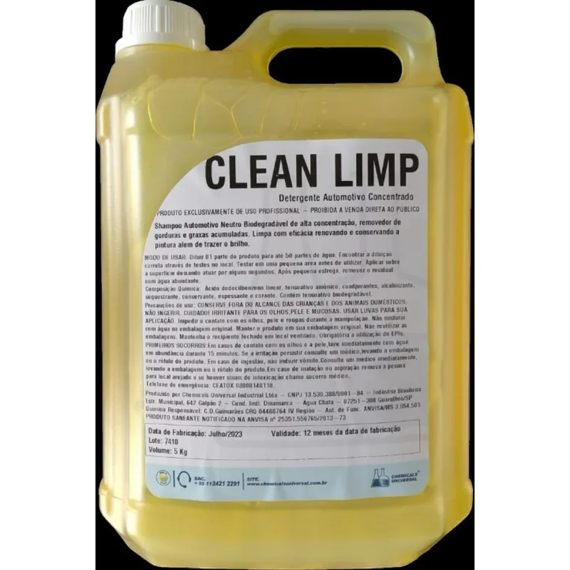DETERGENTE AUTOMOTIVO 5 L CONCENTRADO CLEAN LIMP