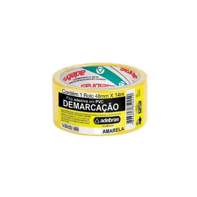 FITA PVC AMARELA PRETA DEMARCAÇÃO SOLO 48 MM X 14 M 01 UN